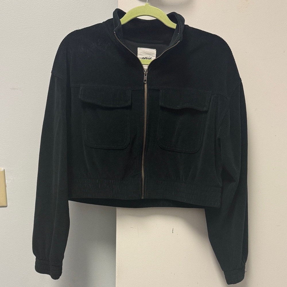 Aerie Black Corduroy Utility Jacket
